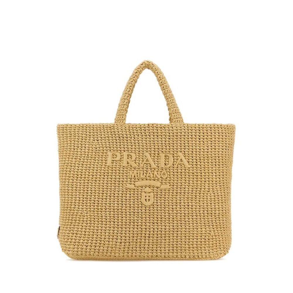 Prada Beige Woven Raffia Tote
